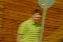 Striped man and bricks