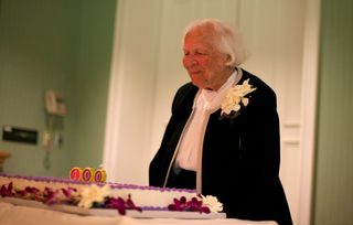 Mom after blowing out candles