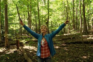 Woman celebrating the forest - copyright erie chapman 2012