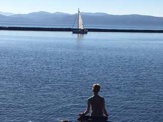 Woman Meditating Ocy 2016 Lake Champlain Woman Meditating Ocy 2016 Lake Champlain