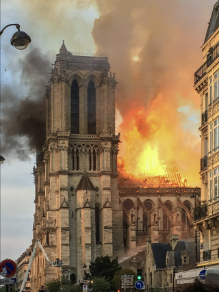 Notre Dame on fire