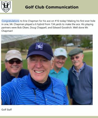 Hole-in-one Announcement - erie chapman 3:11:21